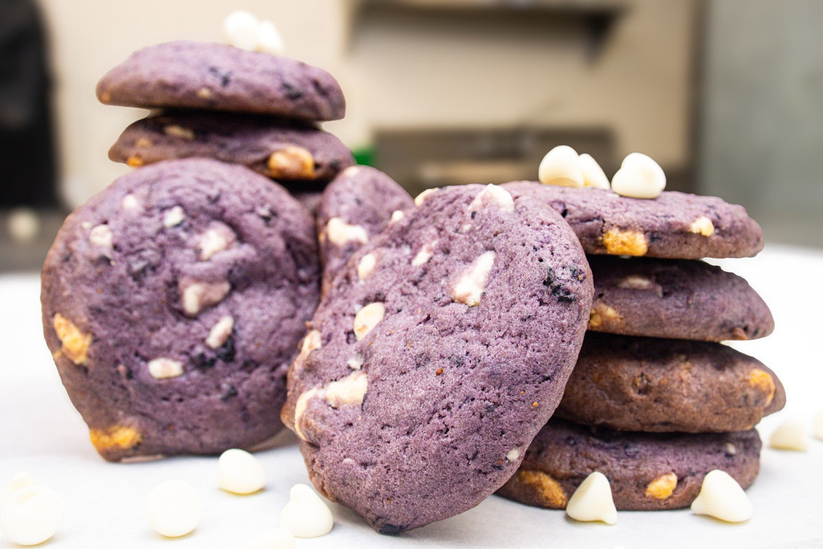 Blueberry cookies with white chocolate chips
