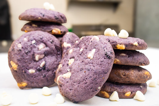 Blueberry cookies with white chocolate chips